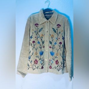 Brandon Thomas Tan Floral Embroidered Jacket